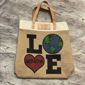 Brighton Tan and Blue Love Earth Tote